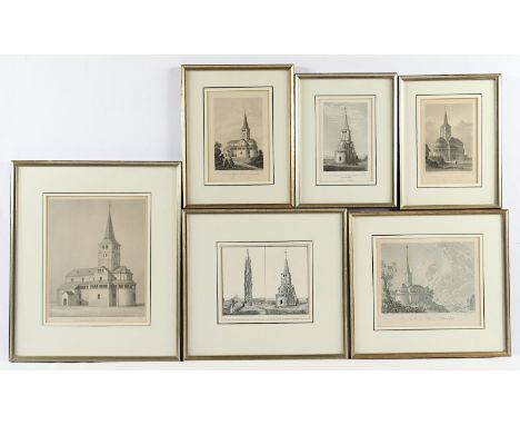 6 BONNANSICHTEN, "Doppelkirche zu Schwarzrheindorf", Stahlstiche, bis 24,5 x 19, J.Poppel u.a., M.19.Jh., R. 
