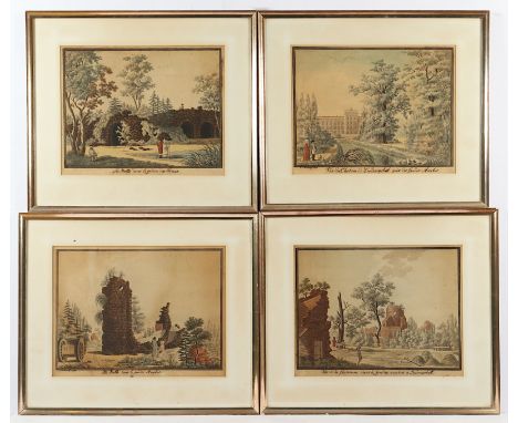 VIER GARTENANSICHTEN, Ludwigslust, kolorierte Kupferstiche, 29 x 38, nach Seehas, E.18.Jh., R. 