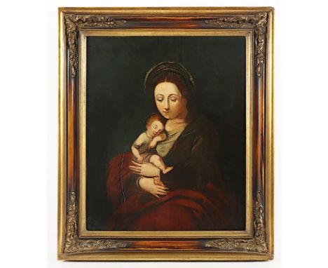 SAKRALMALER 19./20.JH., "Madonna mit Kind", Öl/Holz, 57 x 47, besch., R. 