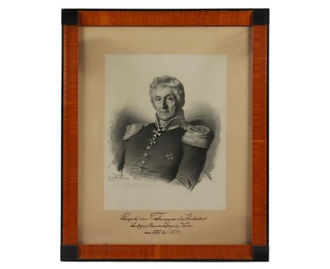 BILDERRAHMEN, Holz, 60 x 46 (Falzmaß), mit Portrait Leopold von Tschammer zu Hochbeltsch (1827-1858) bei Hanfstaengl in Dresd