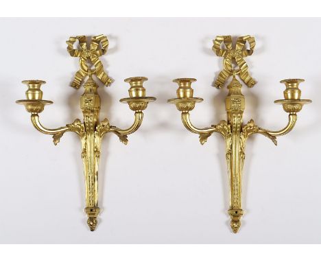 PAAR WANDKERZENLEUCHTER, Bronze, L 40, 20.Jh. 