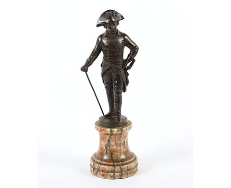 RASMUSSEN, Otto (1845-1912), "Friedrich II", Bronze, H 21, Marmorsockel 