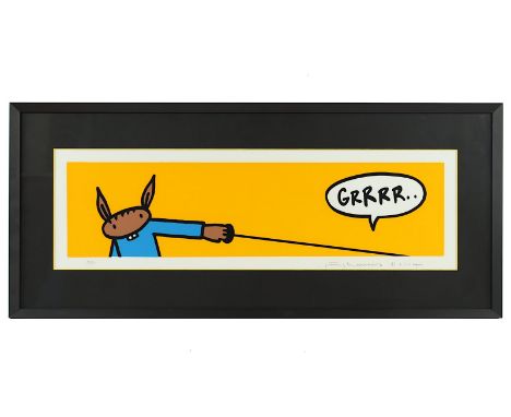 JUNGHANNS, Christian, "Grrrr", Farbserigrafie, ca. 16 x 64, nummeriert 13/80, handsigniert und datiert 2004, R.