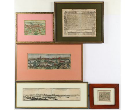 FÜNF KARTEN, "Tours", kolorierte Stiche, bis 60 x 13, S.Münster, Braun &amp; Hogenberg, M.Merian, 16./17.Jh., R. 