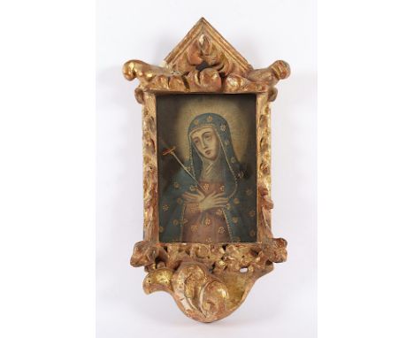SAKRALMALER DES 18.JH., "Mater Dolorosa", Öl/Holz, 26 x 20,5, R. 