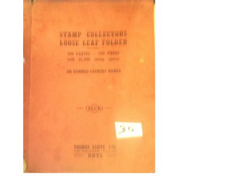 Worldwide vintage stamp collection most pre 1945 stored in Thomas Cliffe loose leaf stamp folder. Good condition 