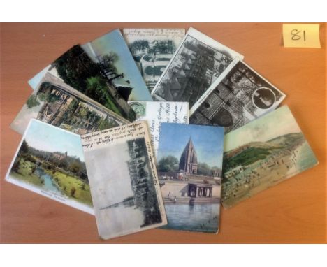 GB postcard collection 80 items some vintage all franked stored in red binder folder. Good condition 