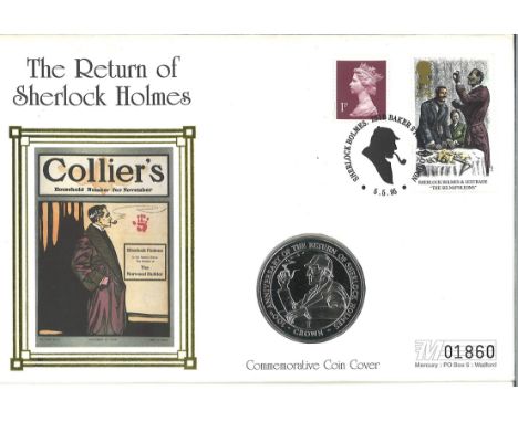 The Return of Sherlock Holmes Household Number for November official coin FDC PNC. Contains a 1994 Gibraltar 1 Crown coin to 