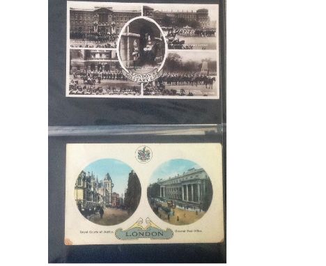 Postcard collection 100 items some vintage topics include London, Nelson, Castles, Churches and Cathedrals in a blue binder f