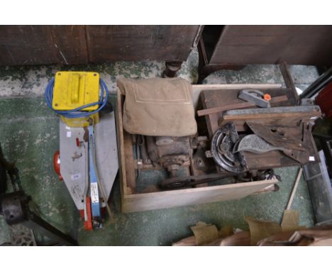 An adjustable bench saw , The Driver, Walker and Turner and Co.; a 110v Hegner Multicut 2 scroll saw with transformer (3)