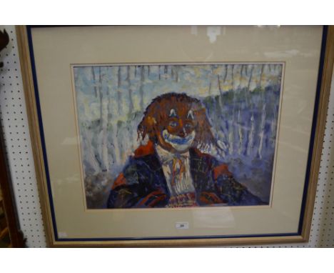 Lewis? **Portrait of a Clownsigned, watercolour, 40cm x 53cm