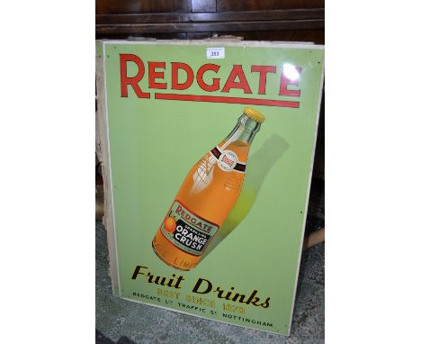 Advertising - Local Interest - Redgate of Nottingham Fruit drinks enamel sign, 69cm x 49cm, early 20th century; others (3)