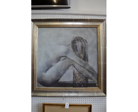 A modern decorative textured print, Passion, titled to verso with gallery label, 58cm x 58cm, framed