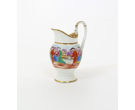 A Swansea milk jug  c.1815-17, decorated in the Mandarin pattern with attendants waiting on a Chinese dignitary in a garden s