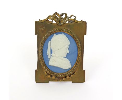 A Wedgwood & Bentley Jasperware oval portrait plaque  c.1773, of Jean-Jacques Rousseau (1712-78), facing to the right and wea