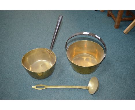Victorian Brass Jam Pan with Ladle, and Pan