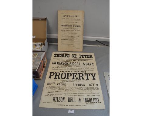 Lincolnshire 1918 Auction Poster, and 1911 Farm Sale Catalogue and Map