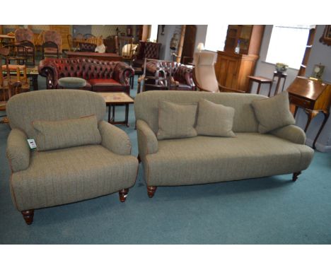 Harris Tweed Three Seat Sofa and Large Armchair Retailed by John Lewis