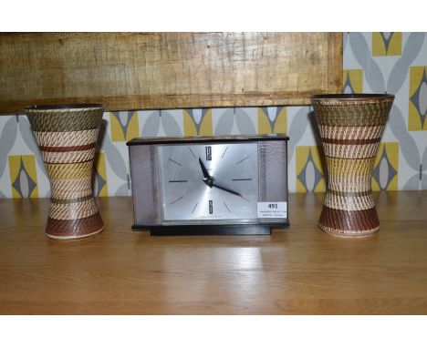 Smiths Sectronic Mantel Clock, and a pair of German Vases