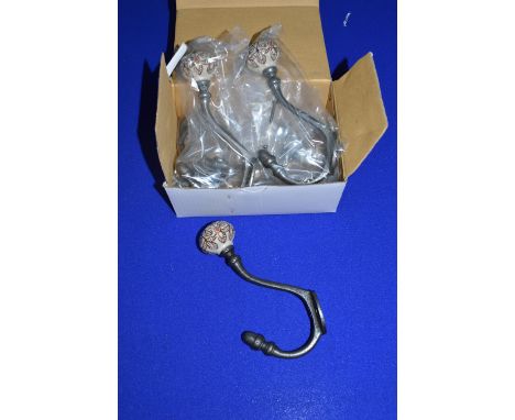 *Albany Acorn Reproduction Cast Iron Coat Hooks with Ceramic Knobs