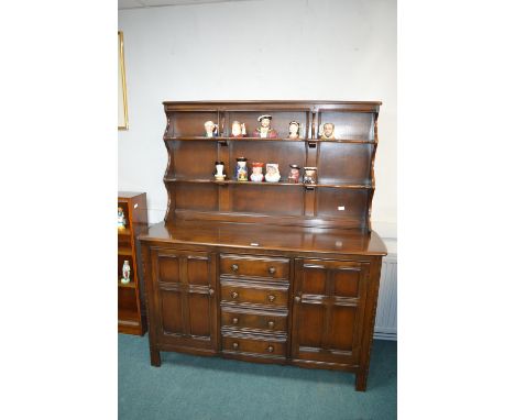 Ercol Kitchen Dresser with Two Cupboards, Four Drawers, and Two Plate Racks