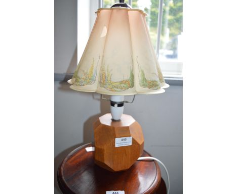 1930’s Art Deco Oak Table Lamp with Period Decorative Shade (AF)
