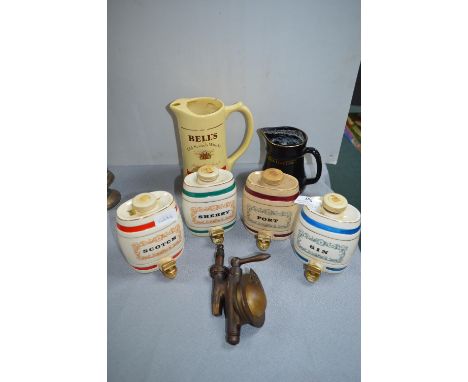 Vintage Pottery Spirit Barrels, Whiskey Jugs, and a Hauge Whiskey Optic