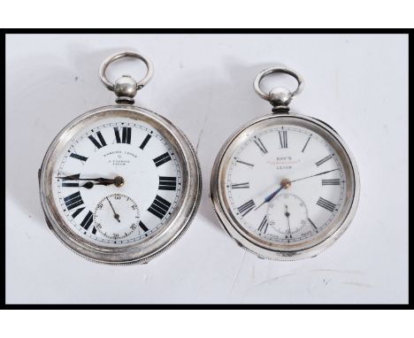 Two vintage early 20th Century silver hallmarked pocket watches comprising of an A Yewdall Leeds English Lever and a Kay's Pe