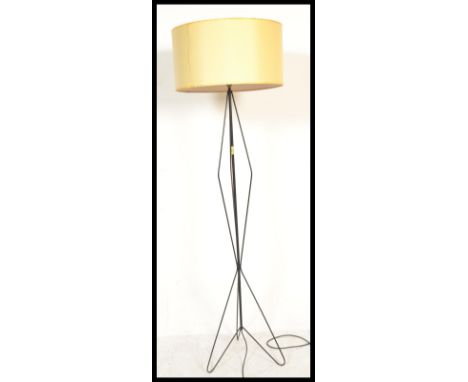 A retro 20th Century atomic / sputnik floor standing standard lamp with shade, the lamp crafted from three singular pieces of