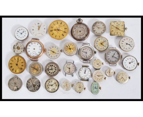 A collection of wrist watch movements of various sizes and styles, most being swiss made including Sekonda, Timex, Medana, Au