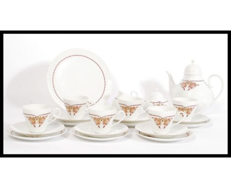 A vintage 20th century Rosenthal Studio Line ceramic tea service set consisting of teapot, six cups, saucers, side plates, li