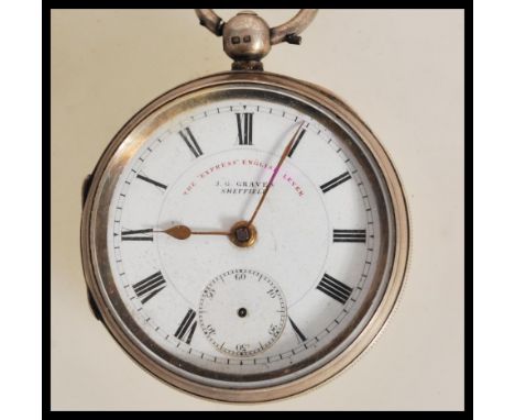 A Victorian J. G . Graves of Sheffield pocket watch 'The Express English Lever', having a white enamel dial and a subsidiary 