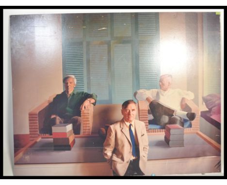 David Hockney Interest - A large wall poster / printed photograph mounted on board believed to have been used at a David Hock