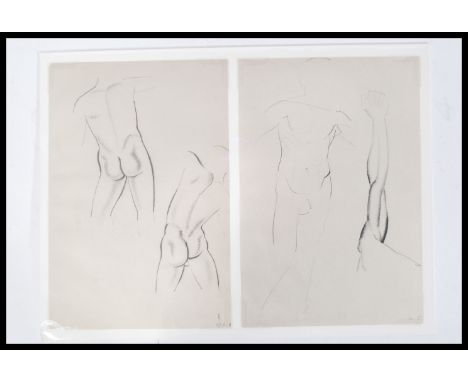 Eric Gill (1882-1940) A pair of male nudes from Eric Gill First Nudes Neville Spearman London 1954 1st Edition.