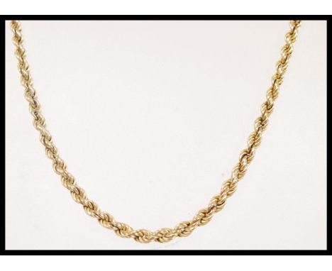 A hallmarked 9ct gold twisted necklace having a spring ring clasp. Hallmarked with import marks 1982. Total weight 7.8g. 47cm