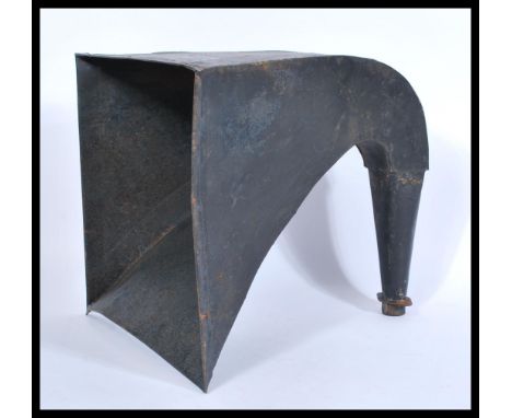 A vintage retro 20th Century Industrial reclaimed tannoy speaker horn for gramophone morning glory horn shape. Fluted sheet m