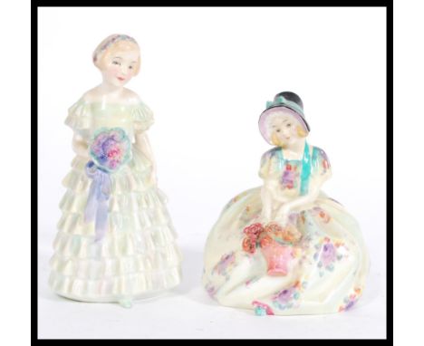 Two ceramic figurines by Royal Doulton HN 1434 ' The Bridesmaid ' and&nbsp; ' Monica ' - HN 1458, both stamped to the base. T
