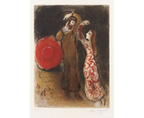 Marc Chagall (1887-1985)Rencontre de Ruth et de Booz , from 'Dessins pour la Bible'  (Mourlot 247) Lithograph printed in colo