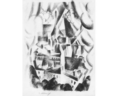 Robert Delaunay (French, 1885-1941)La Fenêtre sur la Ville  (Loyer &amp; Perussaux 4) Lithograph printed in black, 1925, on w