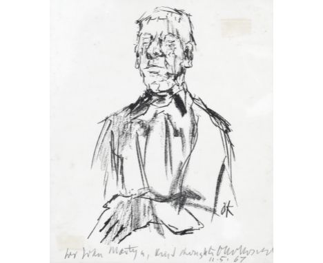 Oskar Kokoschka (Austrian, 1886-1980)Oskar Kokoschka (Self-Portrait)  Lithograph printed in black, 1967, on wove, signed, dat
