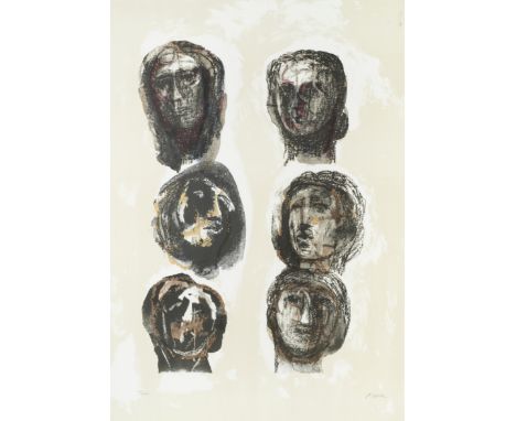 Henry Moore O.M., C.H. (British, 1898-1986)Six Heads Olympians (Cramer 657) Lithograph printed in colours, 1982, on Rives, si