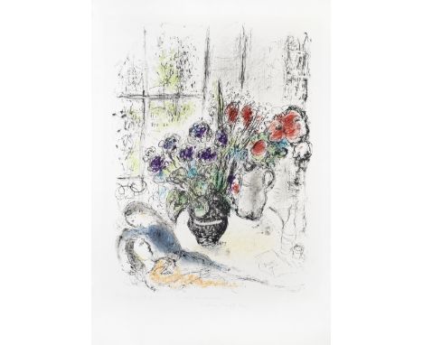 Marc Chagall (Russian/French, 1887-1985)Bouquet aux Amoureux (Mourlot  842) Lithograph printed in colours, 1976, on Arches, i