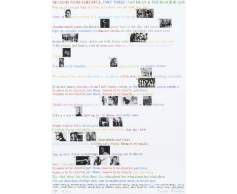 Sir Peter Blake (British, born 1932)Reasons to be Cheerful, Part Three/Ian Dury &amp; The Blockheads Digital print in colours