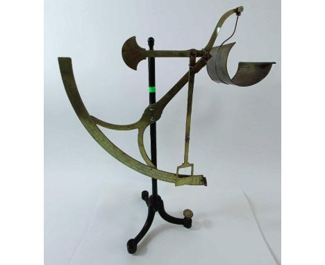 A 19th century brass scientific scales retailed by F Lounig and Co, London, 64cm high