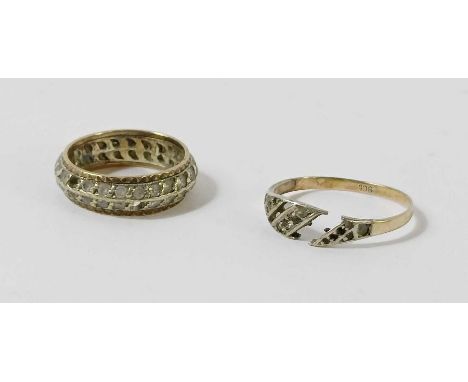 A 9 carat gold eternity ring; and a ring stamped ‘9ct’; 5g gross   