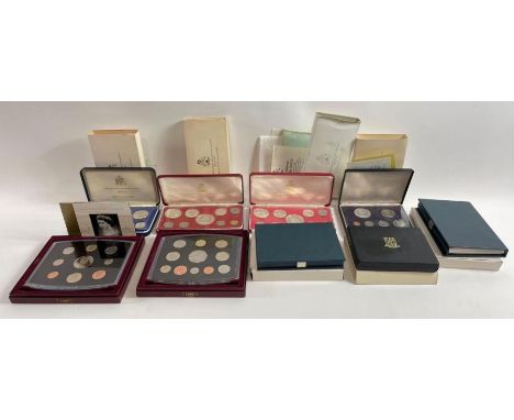 A collection of United Kingdom proof coin sets, mostly 1980's and 1990's