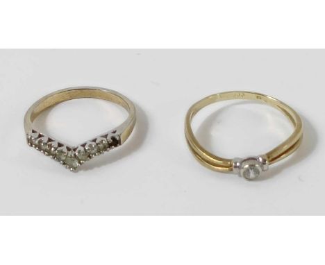 A CZ set ring, stamped ‘333’, 2g gross; with a costume jewellery ring