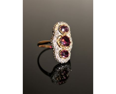 A superb quality antique ruby and diamond ring