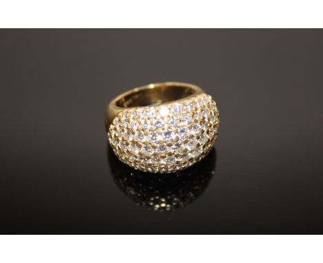 An 18ct gold large bombe diamond ring, set with 80 good quality diamonds, approximately 4ct.