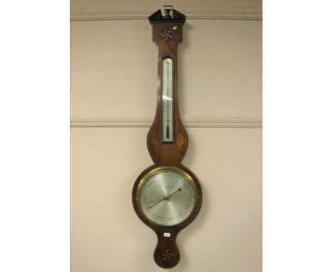 A 19th century inlaid mahogany barometer by Lombardini